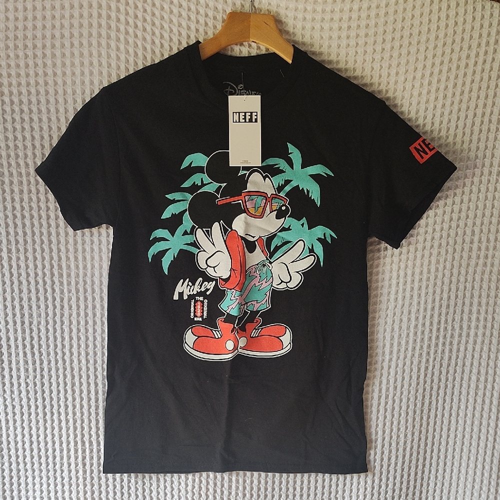 Neff Tropical Mickey Disney Tee with Colorful Design Small NWT